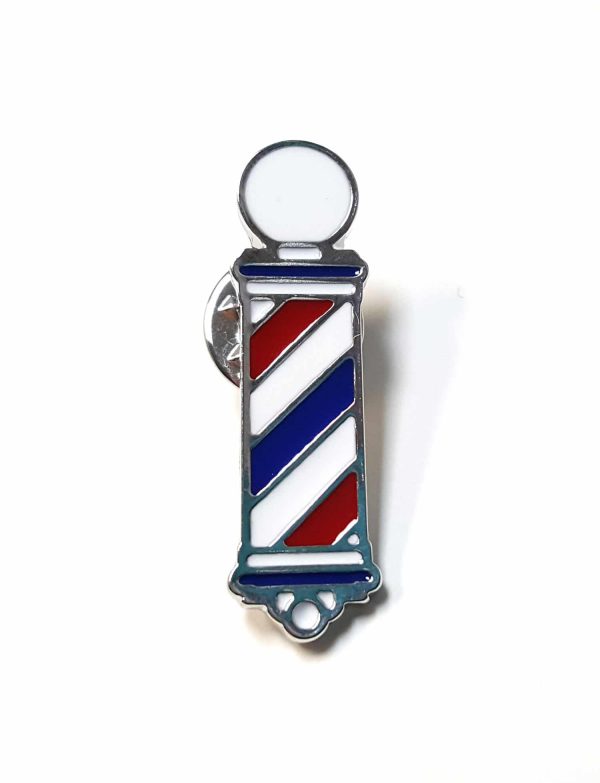 Barber Pole Lapel Pin (Silver & Red & Blue)