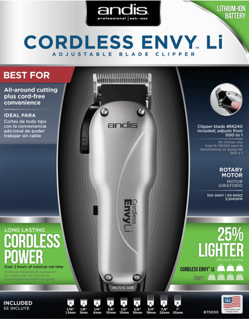 andis cordless envy li nation adjustable blade clipper 73045