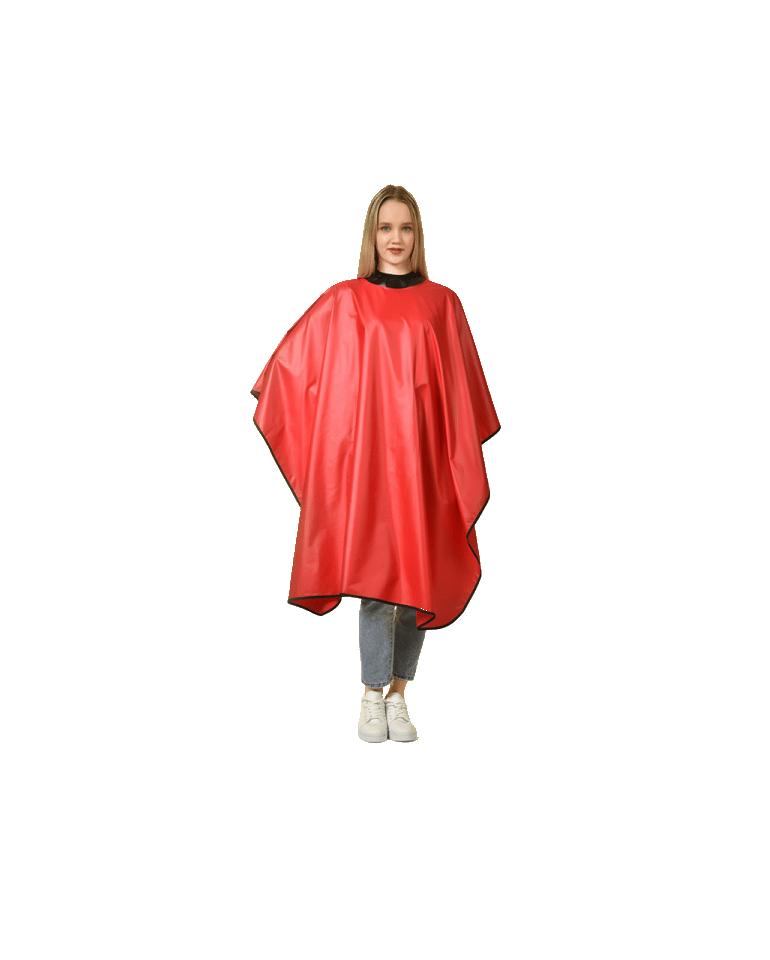 Supreme Trimmer Barber Cape Professional Hair Style Waterproof Cape, Salon Barber or Home Use - Red Logo