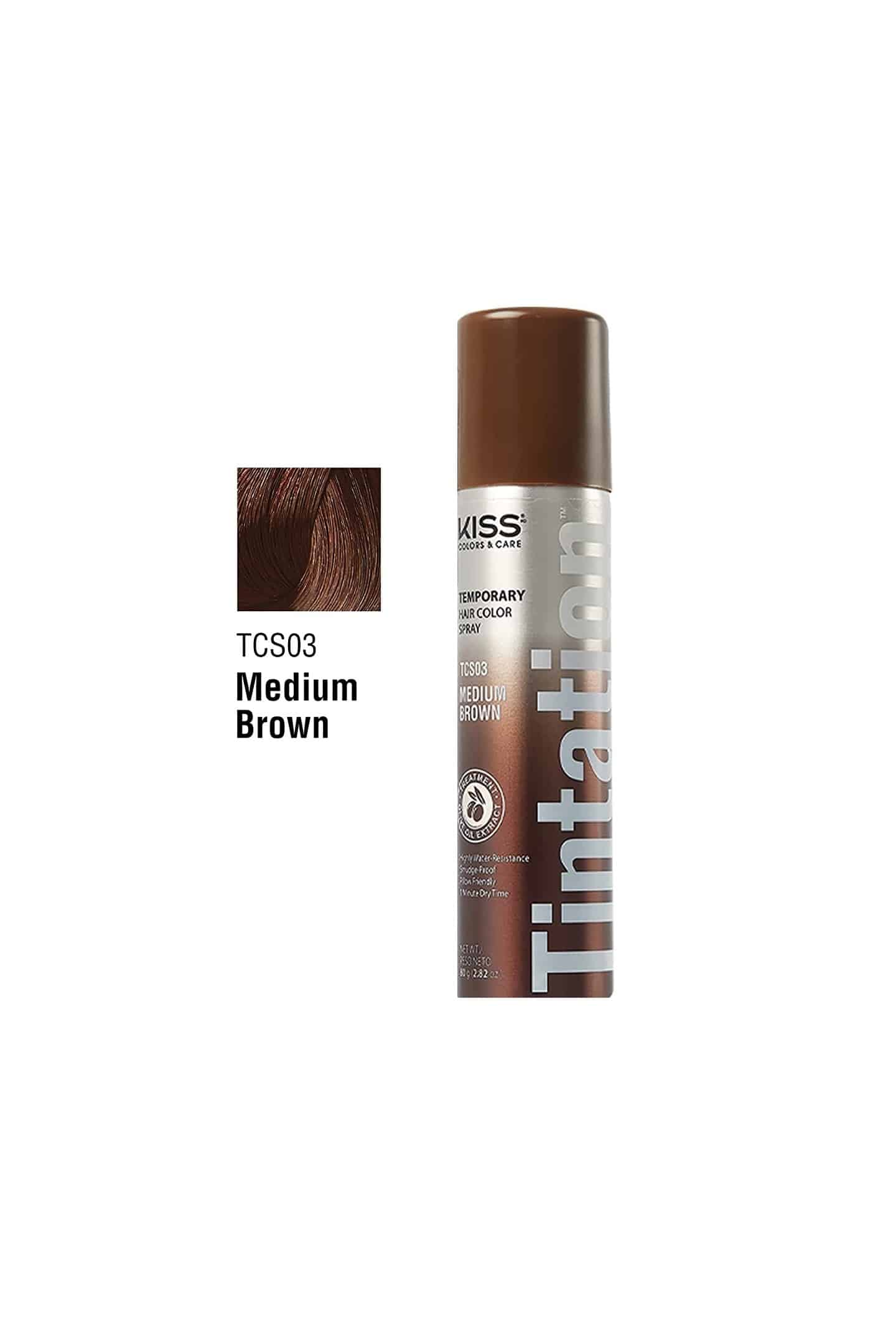 KISS Tintation Temporary Hair Color Spray & Hair Mascara (Medium Brown)