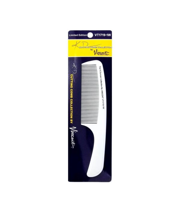 Vincent KD Ceramic White Flat Top Comb #VT1719-1W