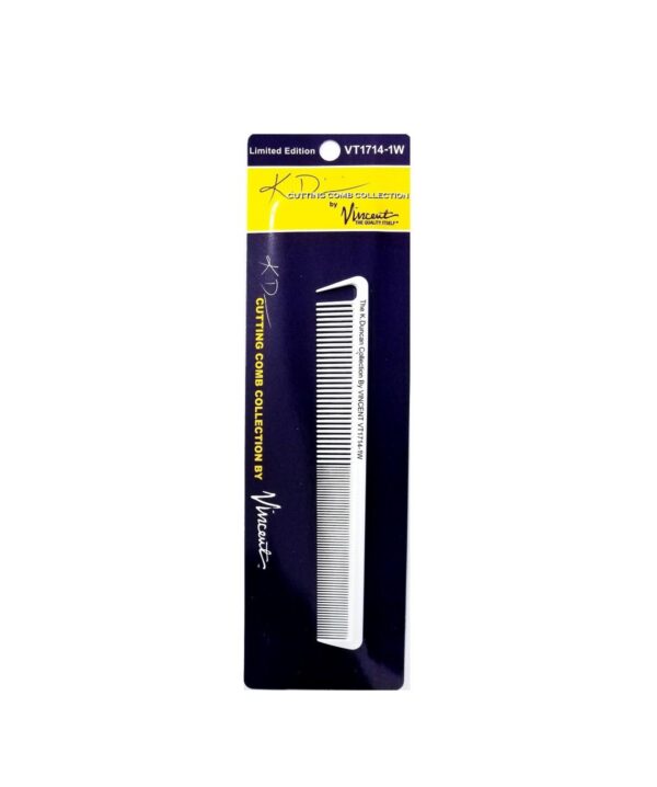 Vincent KD Ceramic White Hook All Purpose Comb #VT1714-1W