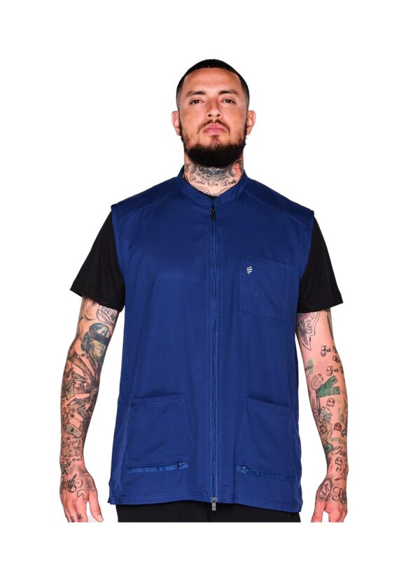 Barber Strong Vest - Blue - On Model Front