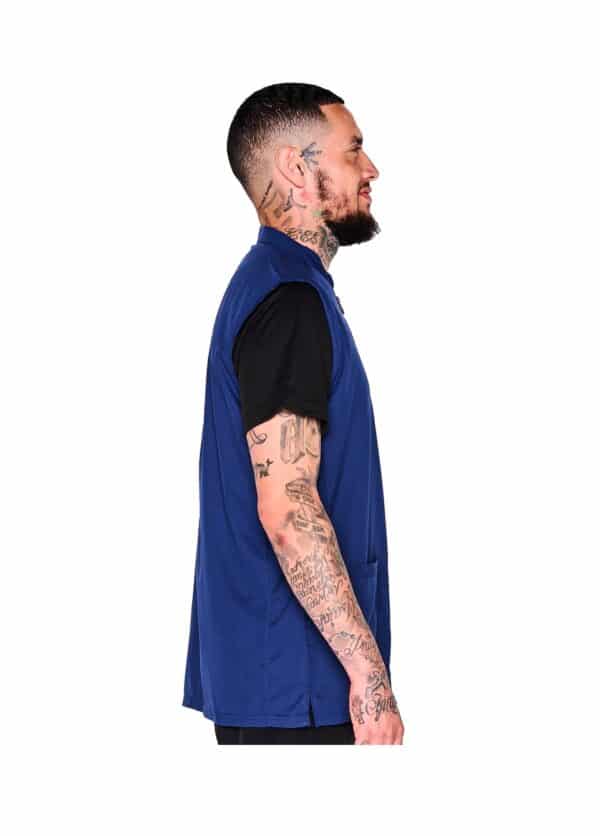 Barber Strong Vest - Blue - On Model Side