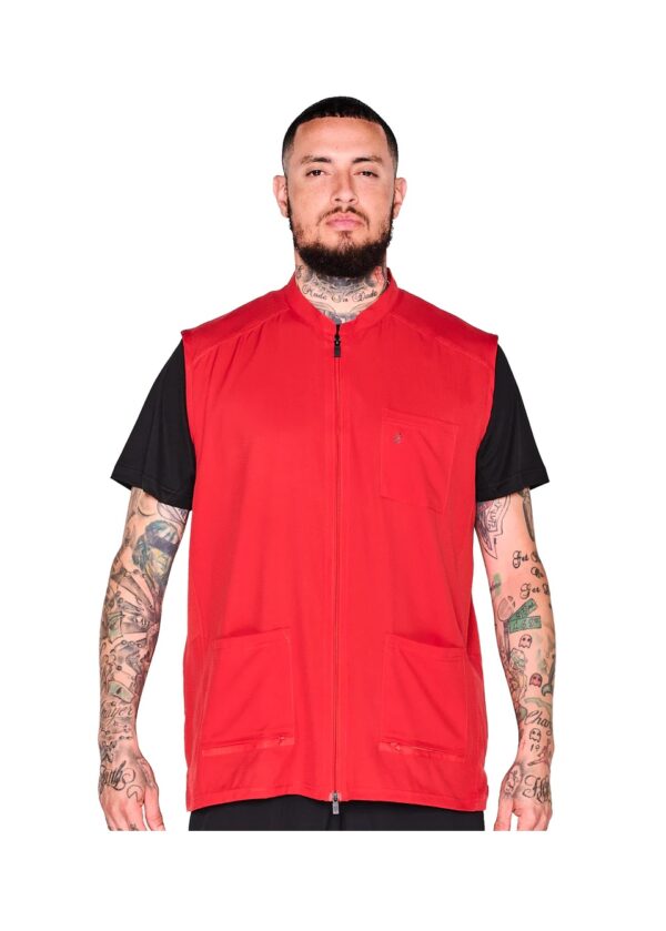 Barber Strong Vest - Red - On Model Front