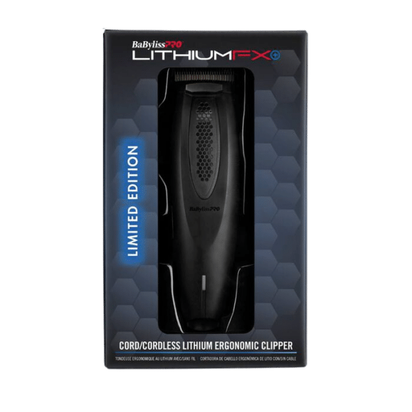 BabylissPro LithiumFX+ Matte Black Cordless Clipper #FX673NSMB - Package Front