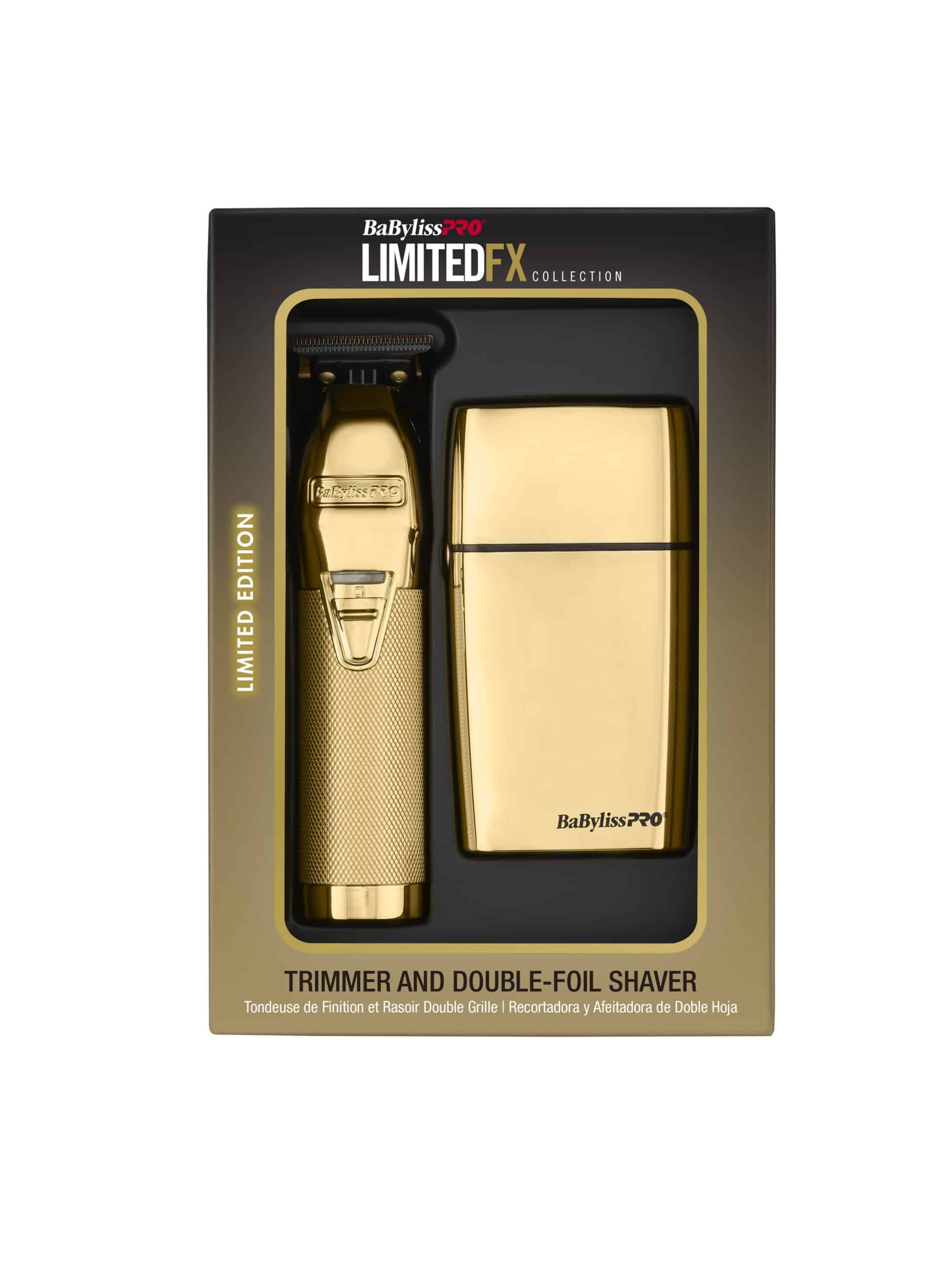 BabylissPro Limited Edition Gold Trimmer and Double Foil Shaver Value Pack #FXDUOFS2TG - package front