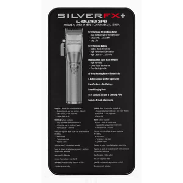 BabylissPro SilverFX+ Clipper FX870NS - Package Back