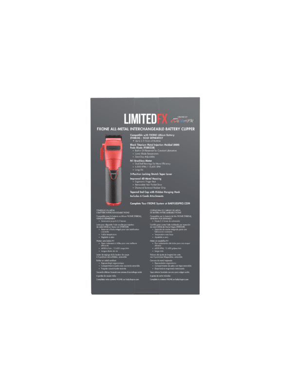 BabylissPro FXOne Limited Edition Matte Deep Orange Clipper (TOOL ONLY) #LFX899OC - Package Back