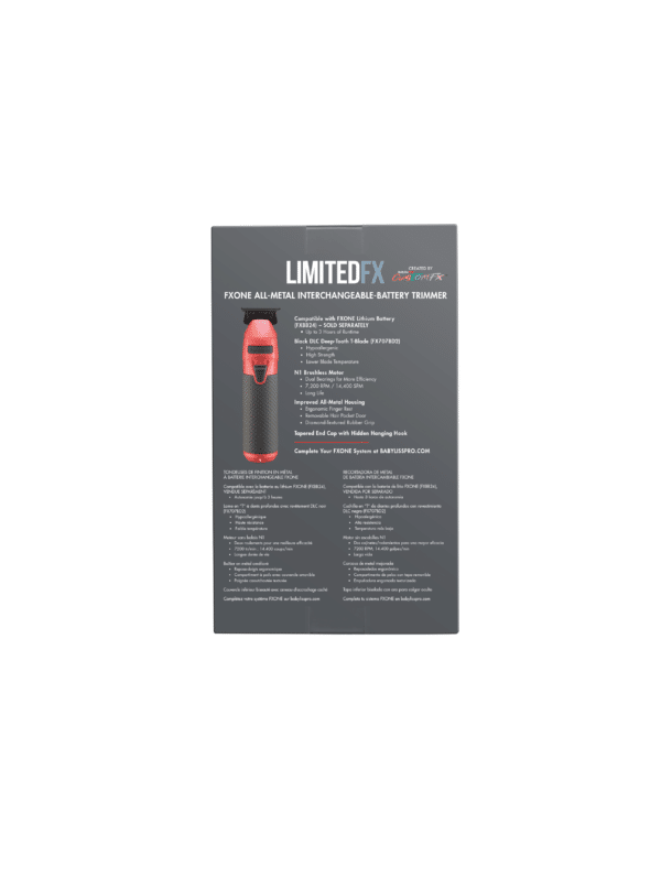 BabylissPro FXOne Limited Edition Matte Deep Orange Trimmer (TOOL ONLY) #LFX799OC - Package Back