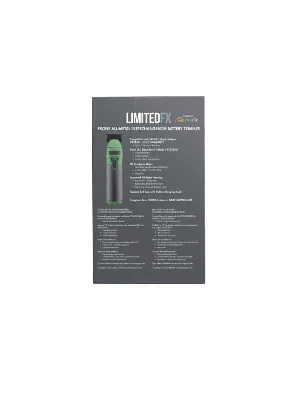 BabylissPro FXOne Limited Edition Matte Green Trimmer (TOOL ONLY) #LFX799GC - Package Back