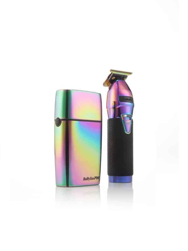 BabylissPro Limited Edition Iridescent Trimmer and Double Foil Shaver Value Pack #FXDUOFS2TRB - Cap On