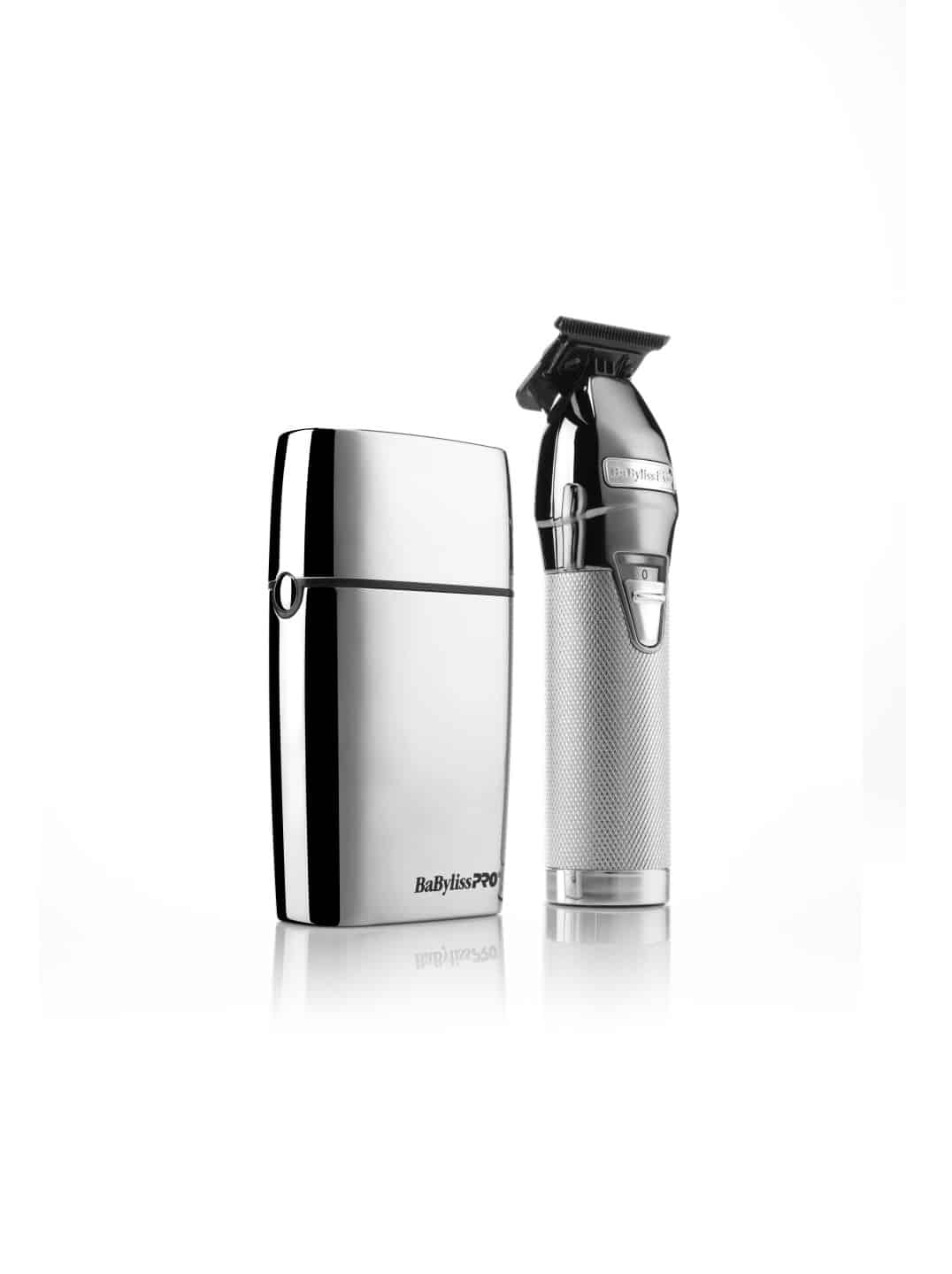 BabylissPro Limited Edition Silver Trimmer and Double Foil Shaver Value Pack #FXDUOFS2TS - Cap On