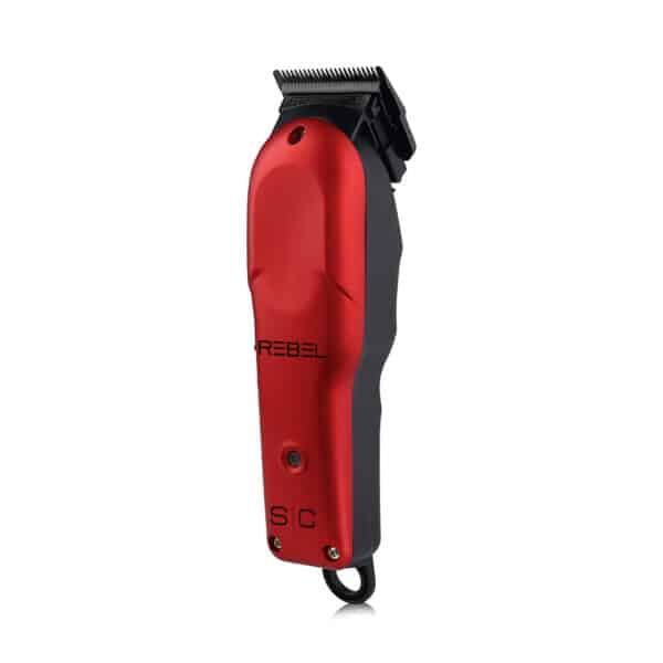 StyleCraft Rebel Clipper and Trimmer Combo (RED) #SC203R - Clipper angled left