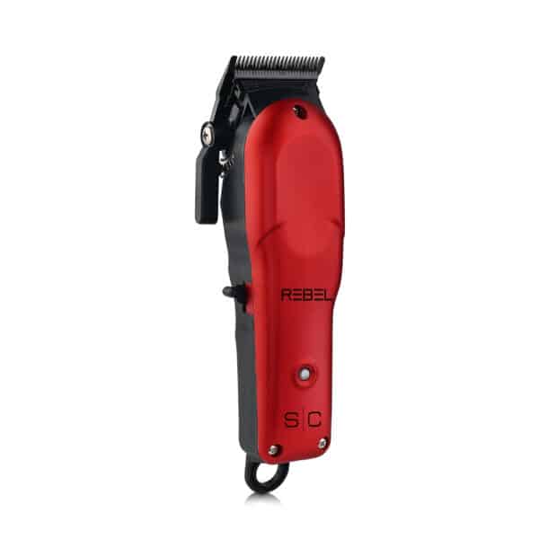 StyleCraft Rebel Clipper and Trimmer Combo (RED) #SC203R - Clipper angled right