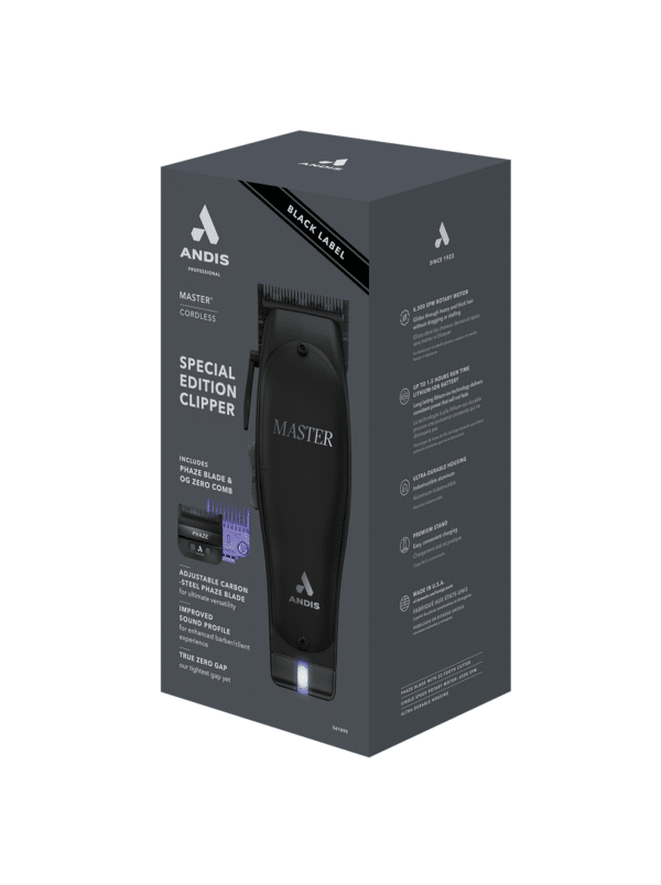 Andis Cordless Master BlackOut Clipper #561895 - Package Angled