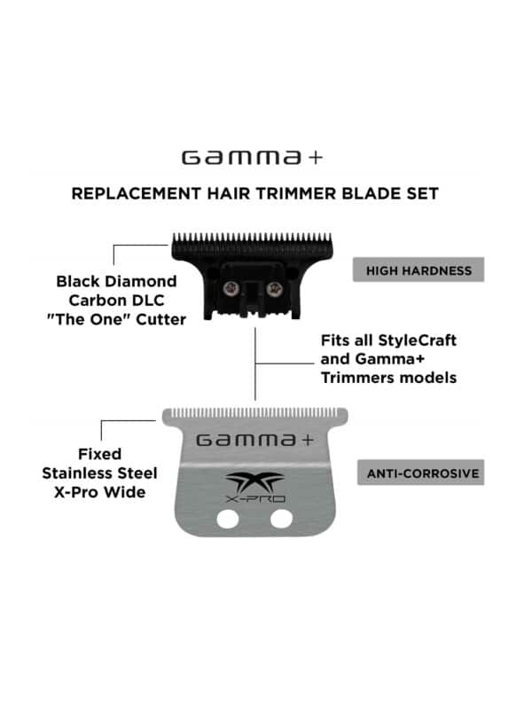 Gamma X-Pro Wide Stainless Steel Fixed Blade with "The One" DLC Moving Trimmer Blade #GP528SB - Info