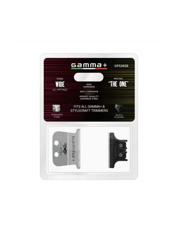 Gamma X-Pro Wide Stainless Steel Fixed Blade with "The One" DLC Moving Trimmer Blade #GP528SB - Package