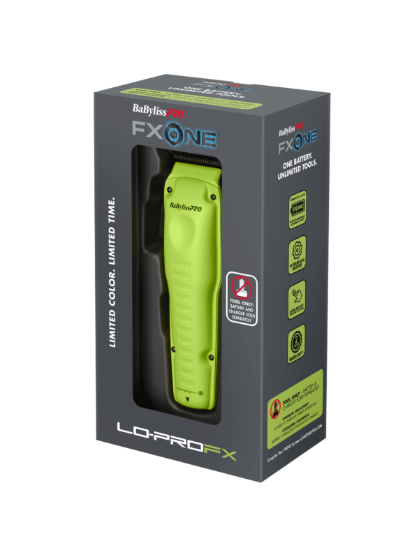 Babyliss FXOne Lo-ProFX Neon Yellow Clipper #FX829NYLT - Package Angled Left