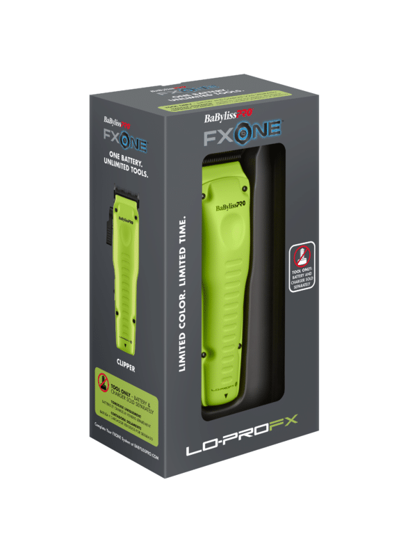 Babyliss FXOne Lo-ProFX Neon Yellow Clipper #FX829NYLT - Package Angled Right