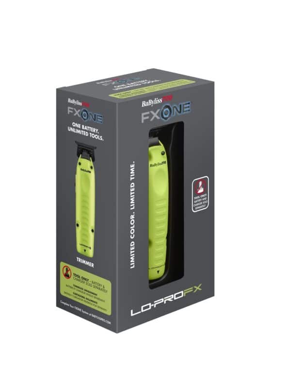 Babyliss FXOne Lo-ProFX Neon Yellow Trimmer #FX729NYLT - Package Angled Right