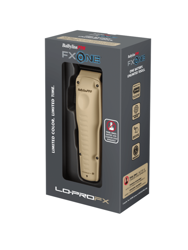 BabylissPro FXOne Lo-ProFX Clipper Sand #FX829SDLT - Package Angled Left