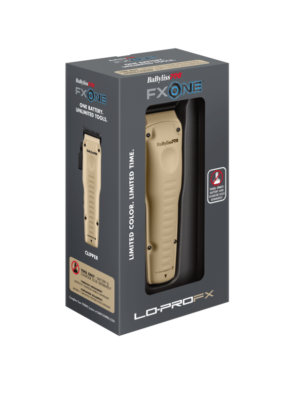 BabylissPro FXOne Lo-ProFX Clipper Sand #FX829SDLT - Package Angled Right