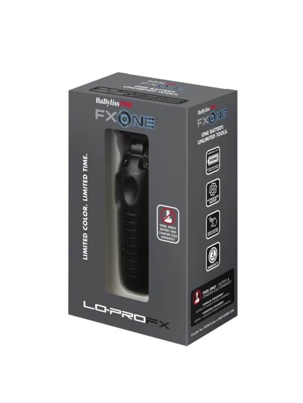 BabylissPro FXOne Lo-ProFX Trimmer Matte Black #FX729MBLT - Package Angled Left