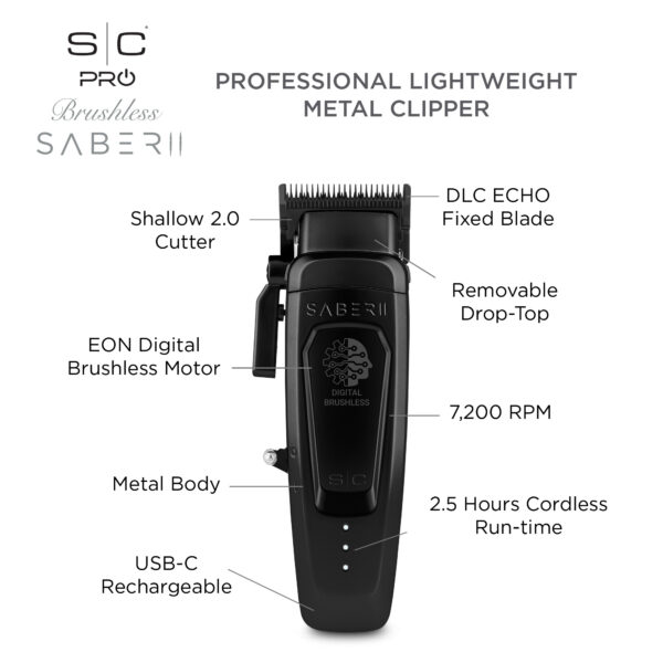 StyleCraft Saber 2.0 Clipper Black #SC617B - Info