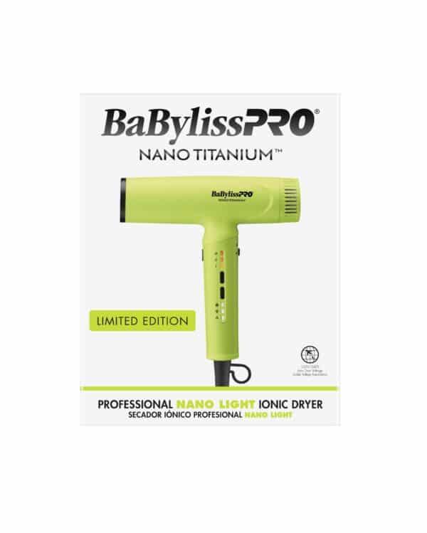 BabylissPro Nano Titanium Neon Yellow Light Ionic High Speed Dryer #BNTC9200NY - Package Front