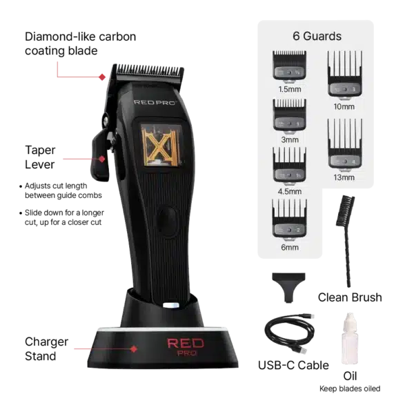 RedPro X-King Cordless Clipper Included Info