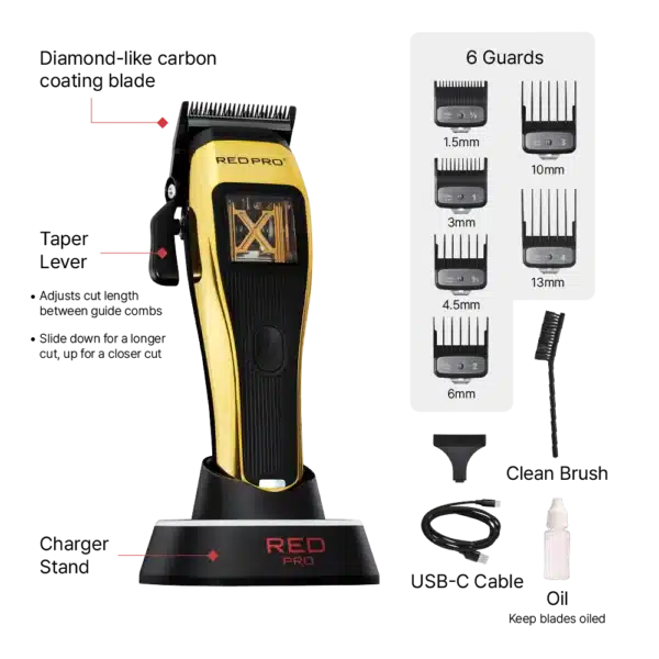 RedPro X-King Cordless Clipper Gold Included 2