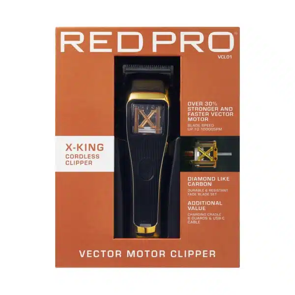 RedPro X-King Cordless Clipper Gold Package Front