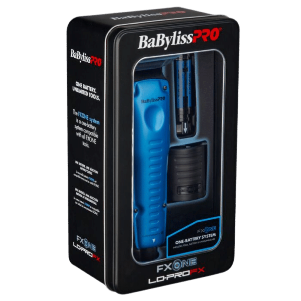 BabylissPro FXOne Lo-ProFX Limited Edition Blue Clipper #FX829BL - Package Angled